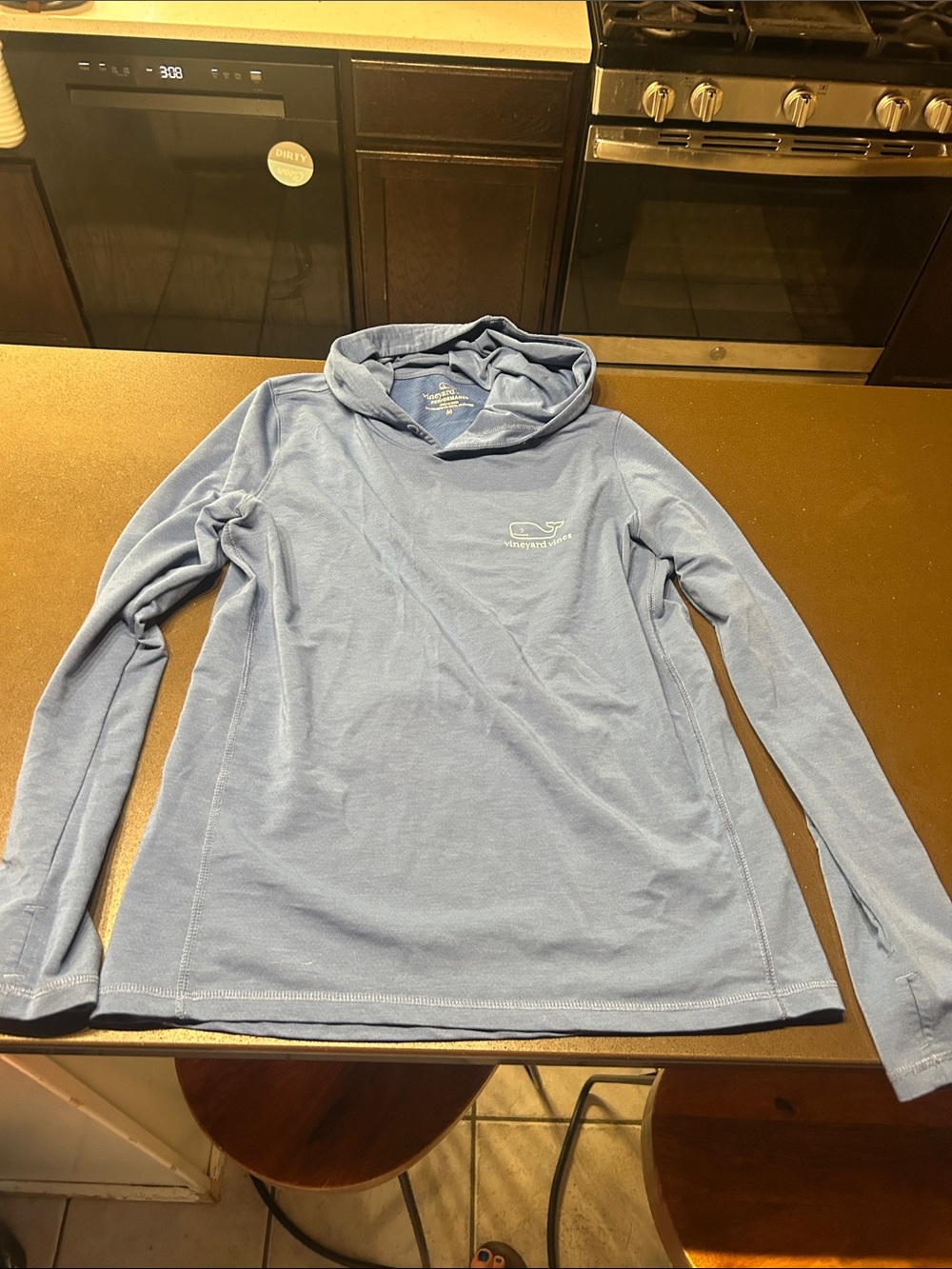 Vineyard Vines Light Blue Men's Hooded Crewneck Sweater